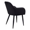 Set of Two Black Upholstered Faux Leather Dining Arm Chairs