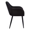 Set of Two Black Upholstered Faux Leather Dining Arm Chairs
