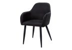 Set of Two Black Upholstered Faux Leather Dining Arm Chairs