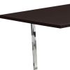 59" Espresso And Silver Solid Wood And Metal Sled Base Dining Table