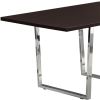 59" Espresso And Silver Solid Wood And Metal Sled Base Dining Table