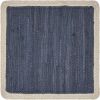 15" Set of Four Navy And Natural Solid With Border Cotton Square Placemats