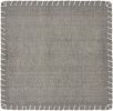 15" Set of Four Gray And Natural Embroidered Edged Cotton Square Placemats