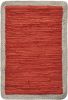19" Set of Four Orange And Natural Solid With Border Cotton Placemats