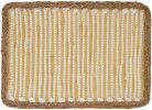 19" Set of Four Cream Yellow And Natural Striped Cotton And Jute Placemats