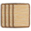 19" Set of Four Cream Yellow And Natural Striped Cotton And Jute Placemats