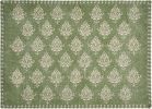 19" Set of Four Green And Cream Geometric Medallion Cotton Placemats