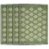 19" Set of Four Green And Cream Geometric Medallion Cotton Placemats