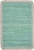 19" Set of Four Turquoise and Natural Solid With Border Cotton Placemats