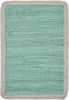 19" Set of Four Turquoise and Natural Solid With Border Cotton Placemats