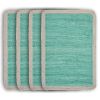 19" Set of Four Turquoise and Natural Solid With Border Cotton Placemats