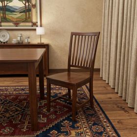 Chestnut Solid Wood Slat Back Dining Side Chair