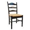 Straw and Black Solid Wood and Rush Ladder Back Dining Side Chair