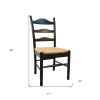 Straw and Black Solid Wood and Rush Ladder Back Dining Side Chair