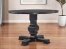 47" Black Rounded Solid Wood Pedestal Base Dining Table