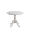 36" White Rounded Solid Manufactured Wood And Solid Wood Pedestal Base Dining Table