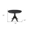 42" Black Wood Pedestal Base Round Top Dining Table