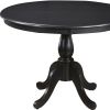 42" Black Wood Pedestal Base Round Top Dining Table
