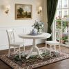 42" White Rounded Solid Manufactured Wood And Solid Wood Pedestal Base Dining Table