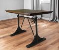 48" Brown And Black Solid Wood And Iron Trestle Base Dining Table