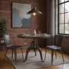 36" Industrial Gray Adjustable Crank Round Top Dining Table.
