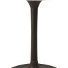 30" White And Black Rounded Marble And Iron Pedestal Base Dining Table