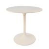 30" White Rounded Marble And Iron Pedestal Base Dining Table