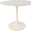 36" White Rounded Marble And Iron Pedestal Base Dining Table