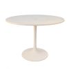 40" White Rounded Marble And Iron Pedestal Base Dining Table