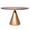48" Walnut And Rose Gold Solid Wood And Iron Pedestal Base Round Top Dining Table