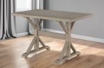 48" Gray Solid Wood Trestle Base Dining Table