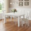 79" White Solid Wood Butterfly Leaf Extending Dining Table