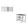 41" Dark Brown and White Wood Kitchen Island Set With Storage