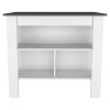 41" Dark Brown and White Wood Kitchen Island Set With Storage