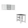 41" Gray and White Wood Kitchen Island Set With Storage