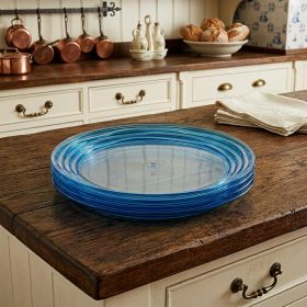 Blue Four Piece Round Swirl Acrylic Service For Four Salad Plate Set
