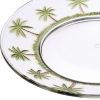 Clear and Green Four Piece Palm Tree Acrylic Service For Four Dinner Plate Set