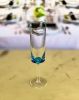Set of Four Clear And Blue Acrylic Round Bowl Stemmed Flute