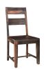 Set of Two Dark Brown Solid Wood Ladder Back Dining Side Chairs