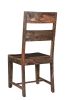 Set of Two Dark Brown Solid Wood Ladder Back Dining Side Chairs