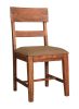 Set of Two Brown Upholstered Fabric Slat Back Dining Side Chairs