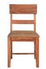 Set of Two Brown Upholstered Fabric Slat Back Dining Side Chairs