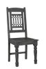 Set of Two Black Wood Slat Back Dining Side Chairs