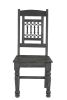 Set of Two Black Wood Slat Back Dining Side Chairs