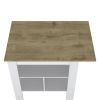 35" Natural and White Wood Kitchen Island With Storage
