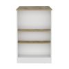 36" Oak and White Wood Kitchen Island With Storage