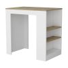 36" Oak and White Wood Kitchen Island With Storage