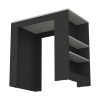 36" Gray and Black Faux Marble and Wood Kitchen Island With Storage