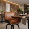 Brown and Black Upholstered Faux Leather Curved Back Dining Side Chair