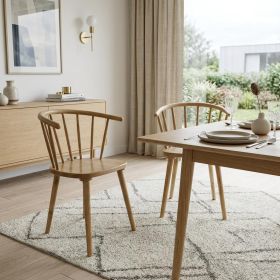 Set of Two Brown Solid Wood Windsor Back Dining Side Chairs